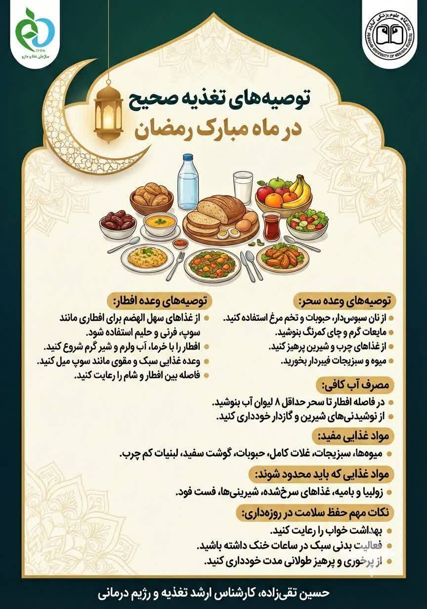 توصیه های تغذیه ای به روزه داران