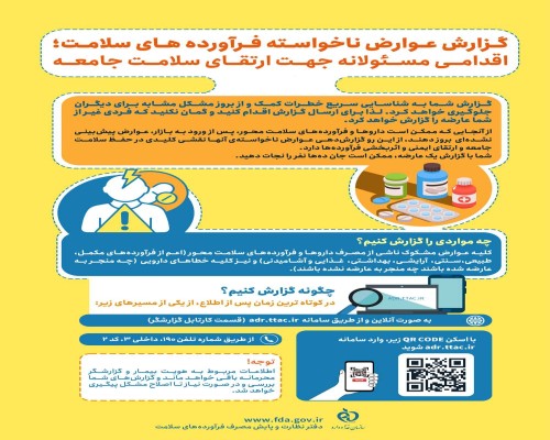 گزارش عوارض ناخواسته فرآورده های سلامت ؛ اقدامی مسئولانه جهت ارتقای سلامت جامعه